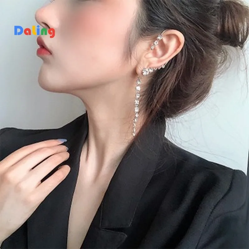 2019 Новая мода серьги Висячие Стразы длинные висячие клипсы линия для женщин