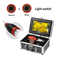 7 дюймов рыболовная камера 15 м 1000TVL рыболокатор подводная рыболовная камера двойная лампа 24 светодиода для ледовой/морской/речной рыбалки