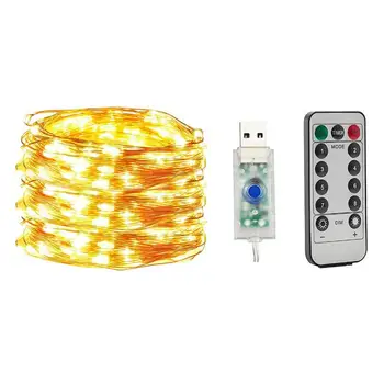 

New Year Christmas Led String Light Remote Control Usb Copper Wire String Light For Home Party Decoration 5 Color Can Choose