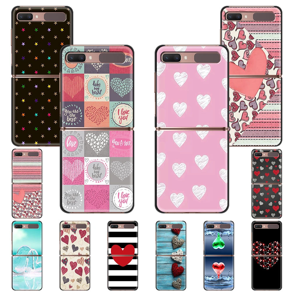 Cute Love Heart Black Foldable Hard Cover For Samsung Galaxy Z Flip 5g Pc Phone Case Zflip 6 7 Fold Shell Coque Capa Phone Case Covers Aliexpress