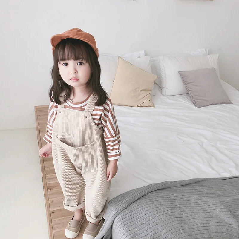 Новое поступление; модные вельветовые комбинезоны для девочек; детские брюки в Корейском стиле