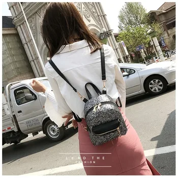 

Fashion women's bag 2020 new sequins female backpack mini multi-function shoulder bag campus style school bag backpack purse