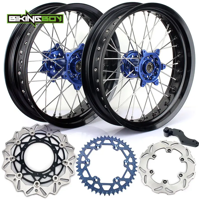 3.5 4.5 Blue BIKINGBOY SX SXF MXC SXS XC-W 3,5 5,0/4,5/4,25 1" супермото передние и задние колеса обода ступицы тормозные диски кронштейн звездочки винт - Цвет: 3.5 4.5 Blue