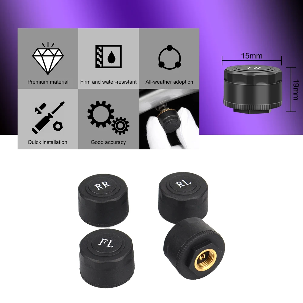 USB Android TPMS автомобильный датчик давления в шинах с 4 внешними датчиками 116 psi
