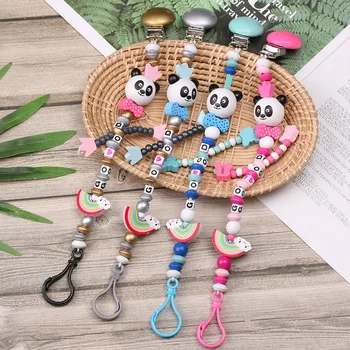 

Multicolor Rainbow Pacifier Chain Cute Panda Silicone Baby Pacifier Clip For Baby Teething Soother Baby Chew Toy