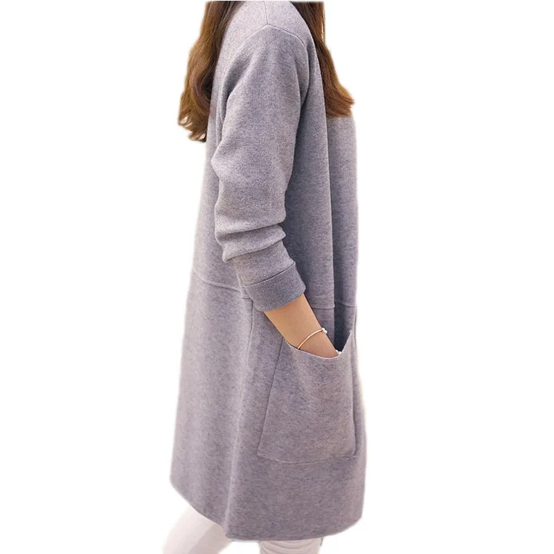 OHRYIYIE Для женщин свитер длинный кардиган Новая мода осень-зима с длинным рукавом Свободный вязаный кардиган женский свитера длинное пальто
