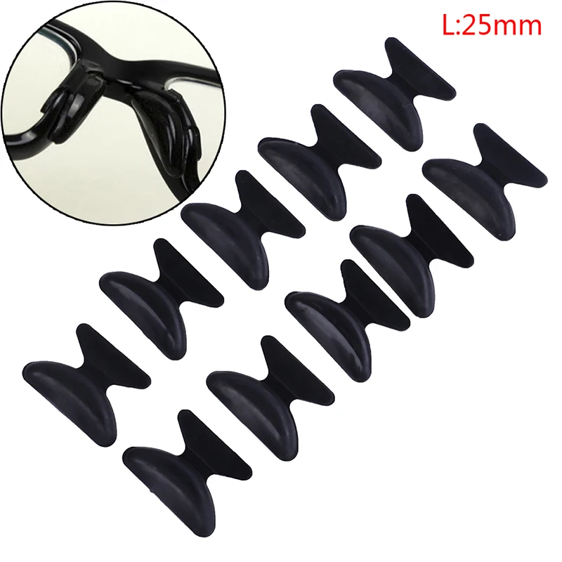 25mm Black 5 пар черный прозрачный в форме капли воды силиконовые Нескользящие носовые упоры для стекла es-Чтение/близорукость/Пресбиопия стекло/пластина противоскользящая накладка - Цвет: 25mm Black