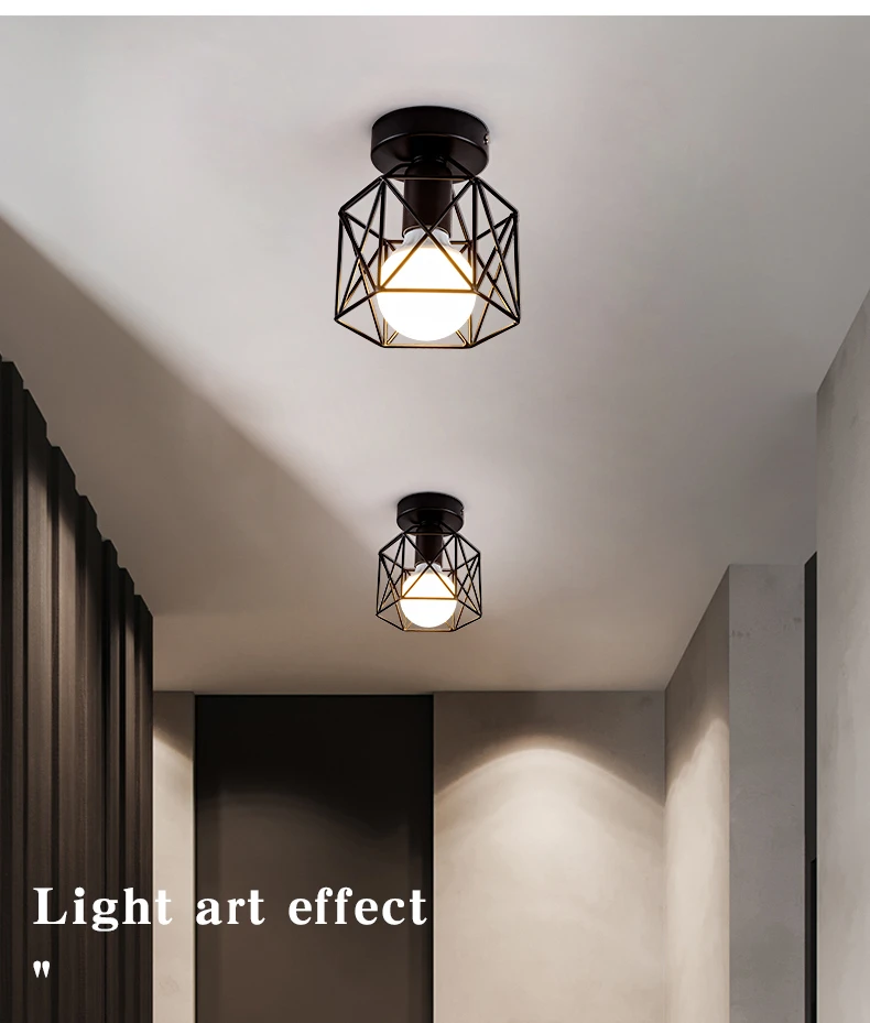 Modern nordic black wrought iron E27 led ceiling lamps for kitchen living room bedroom study balcony restaurant cafe hotel