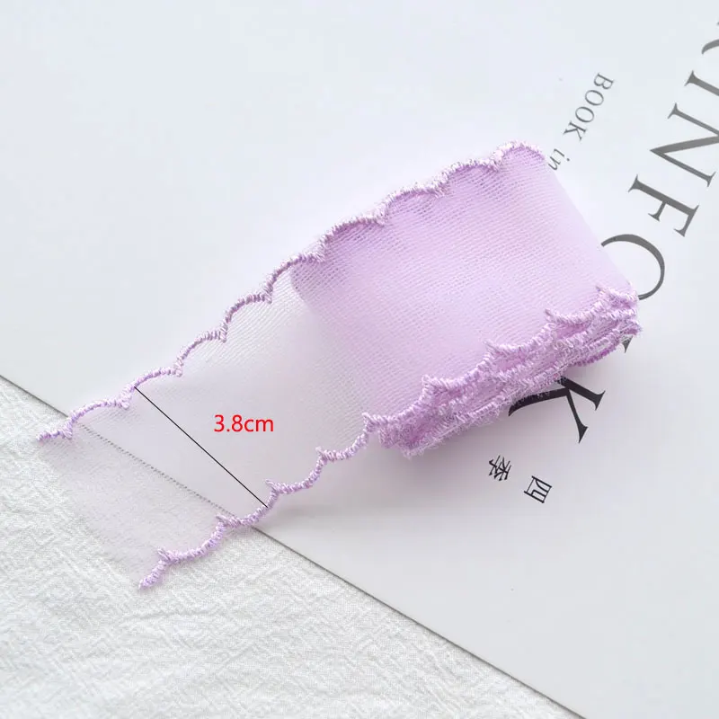 1yard Color Lace 38mm Fine Mesh Wave Ribbon  Decoration Handmade Headdress Hair Accessories DIY Material Bow