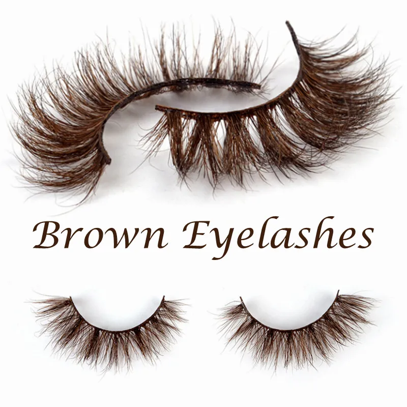 

Wholesale 3D Mink Color False Eyelashes brown Cross Long Natural Fake Eyelashes Stage Show 20mm Brown Colored lashes