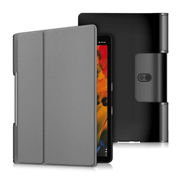 Чехол для lenovo Yoga Tab5 YT-X705F, умный чехол для lenovo Yoga Tab 5, 10,1 дюймов, чехол для планшета, чехол, защитная пленка+ стилус - Цвет: Серый
