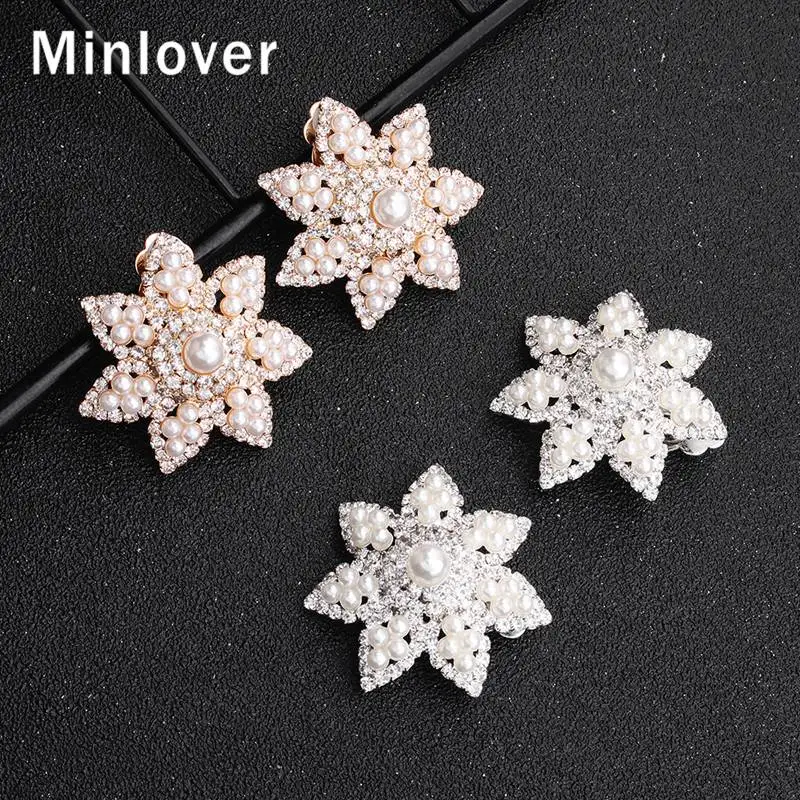 Minlover имитация жемчуга Rinestone цветок клип на серьги без прокола для женщин вечерние Свадебный кулон уха клип серьги MEH1674