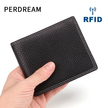 

Men's business retro leather wallet rifd multi-card position fashion short wallet large capacity clutch bag