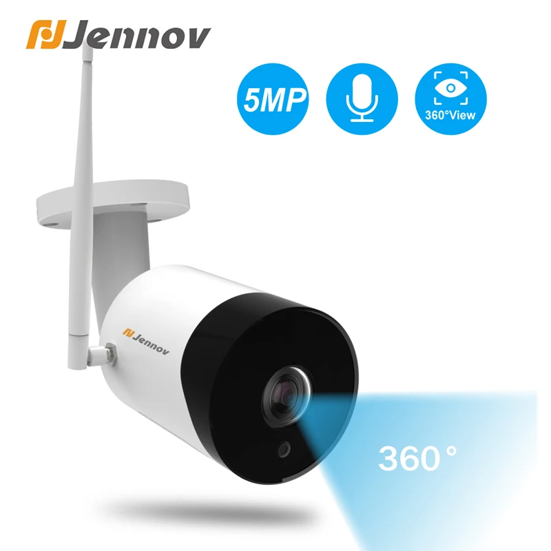 Jennov 5MP открытый панорамный рыбий глаз камера видеонаблюдения wifi беспроводная камера высокой четкости инфракрасного ночного видения Camhi APP