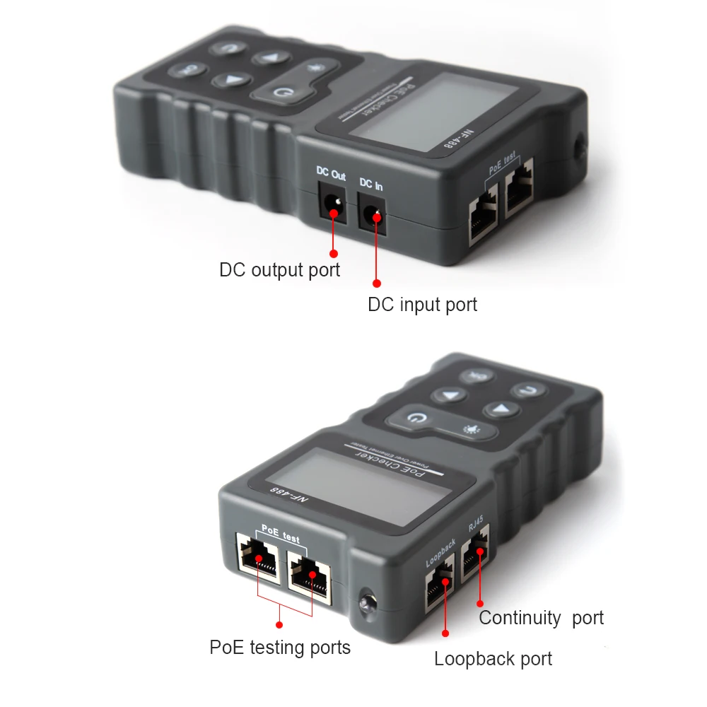 NF-488 сетевой кабель тестер с портом PoE тест er проверка через Ethernet cat5 cat6 Lan тест er сетевые инструменты PoE коммутатор тест кабель тест er