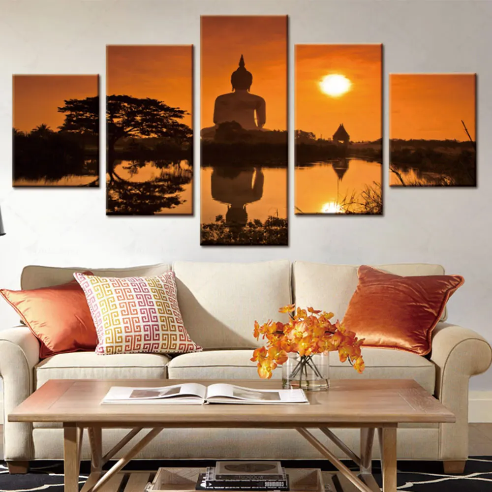 

Artsailing Modular Poster Prints Home Decor Buddha Buddhism Religion Artwork 5 Pieces Canvas Painting Wall Art Pictures Unframed