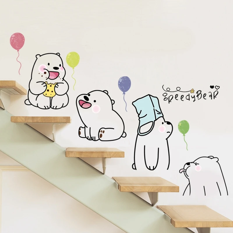Funny Peedy bear animals balloon wall stickers DIY lazy bear stickers for kids room nursery kindergarten home decor murals