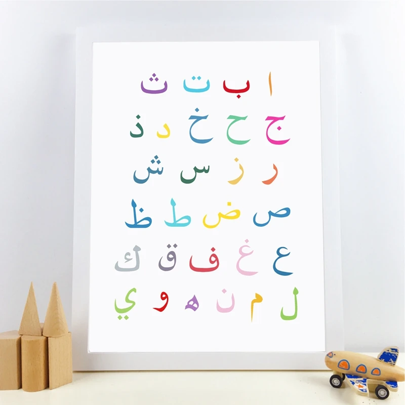 Arabic Alphabet Ou Numéro Imprimé Wall Art Learning Teaching Language for Kids 