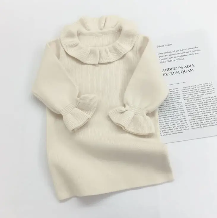 Korean Style Girls Ruffles Dress Fashion Autumn Winter Girls Dresses 1-6 Years PZ162