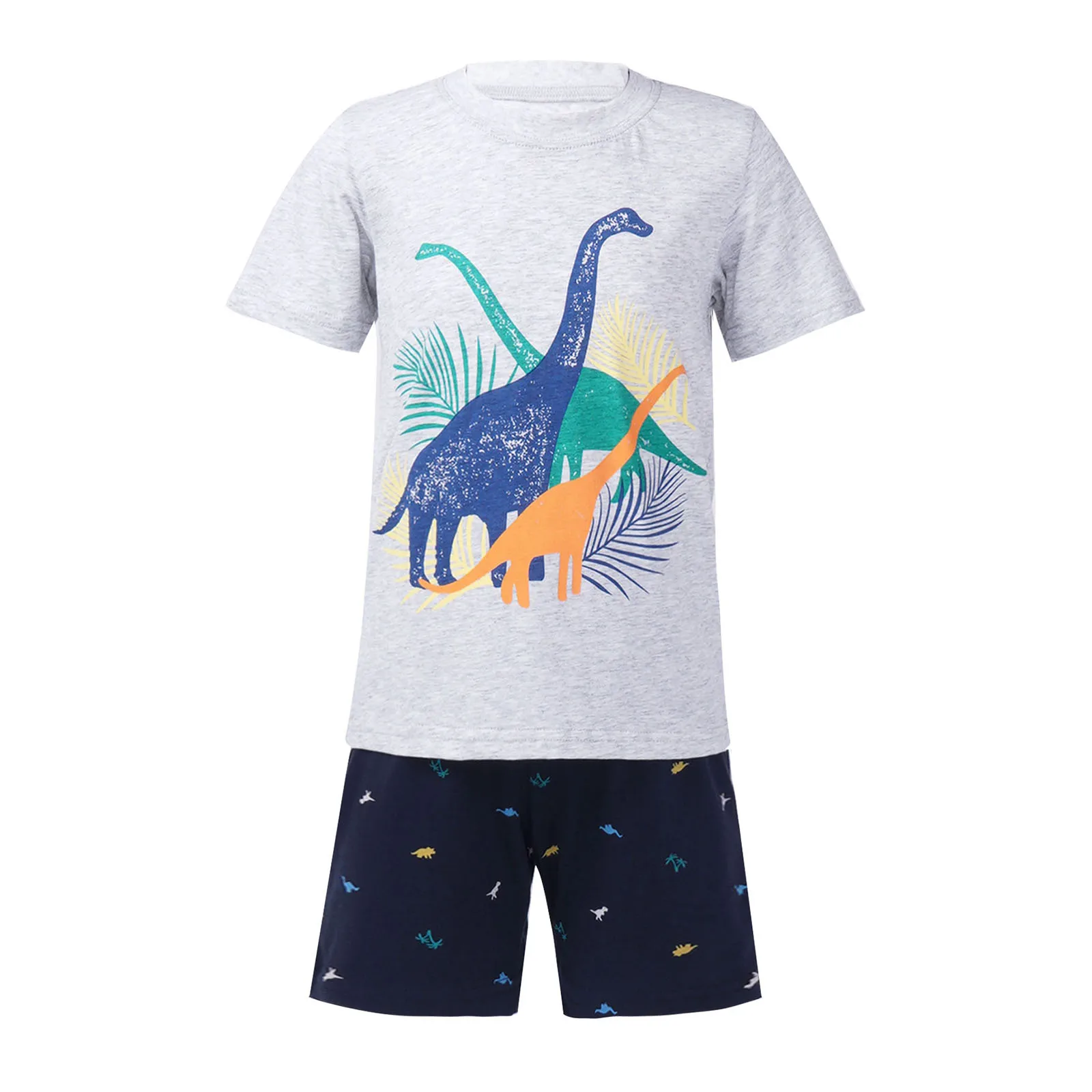 

Oyolan Toddler Boys Summer Clothes Cartoon Print Dinosuar Set Tee Tops and Shorts 2PCS Sets Kids Clothing Costume