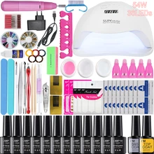 Набор для ногтей УФ светодиодный светильник Сушилка с 12 шт набор для гелевого маникюра Замачивание маникюрных инструментов набор новых электрических ногтей дрель для ногтей инструменты для дизайна ногтей