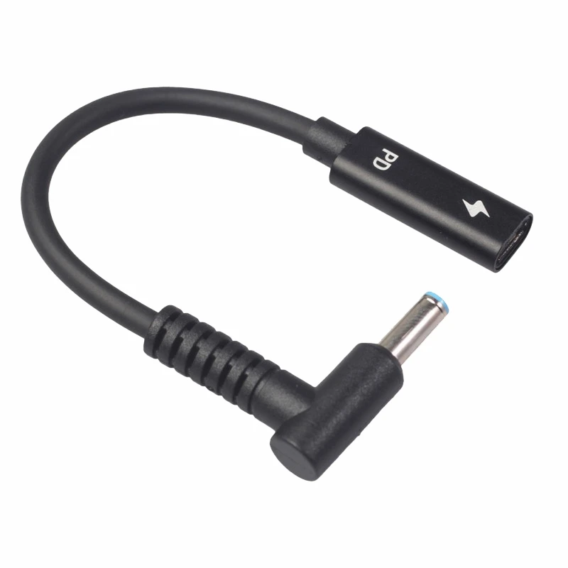 USB Type C Female to HP 4506 Male 90 ° адаптер кабель 4.5x3.0мм штекер Dc преобразователь питания с PD