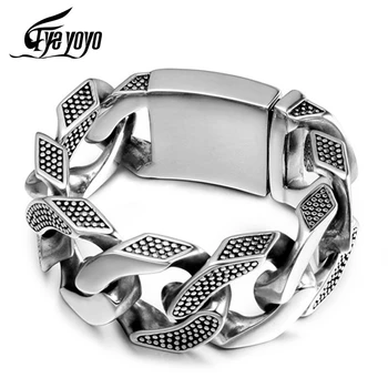 

EyeYoYo 210mm Men Titanium Steel Big Bracelet Forged Spotted Punk Hip Hop Titanium Steel Big Exaggerates Bracelet