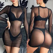 Женское сексуальное прозрачное бикини Прозрачное Бикини с прозрачной сеткой, купальный костюм, Пляжное Платье, клубная одежда