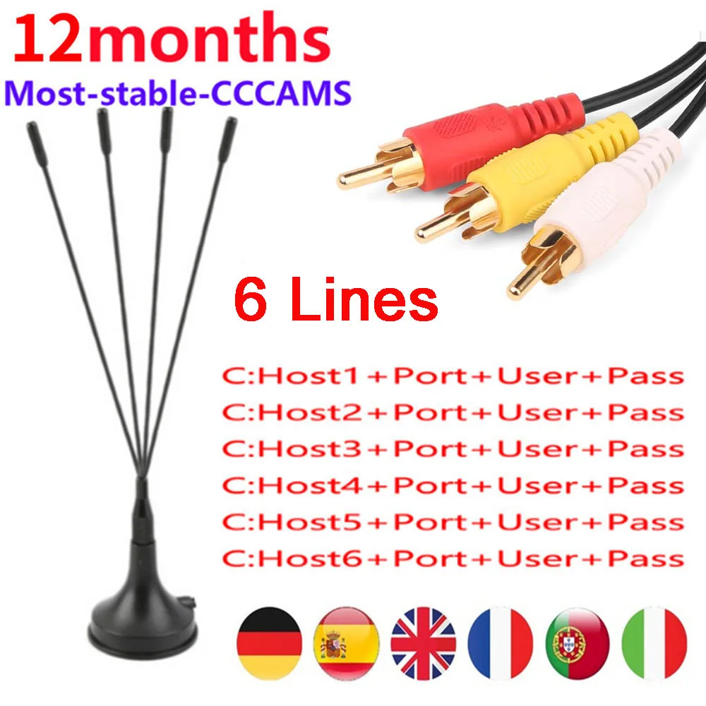 

New Stable Europe Cccam for 1 year Server Portugal Germany cccam cline Spain For DVB-S2 HD Satellite TV Receiver GTmedia V8 Nova