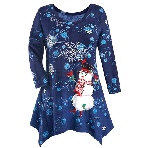 866016 Christmas Рождественская женская футболка с принтом лося, женские топы, кружевная Лоскутная футболка, Женская Повседневная футболка, уличная одежда, camiseta mujer D30 - Цвет: 866016 Christmas