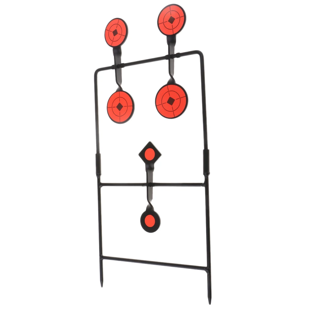 Self Resetting 6 Targets Spinning Shooting Metal Target with Ground Spikes