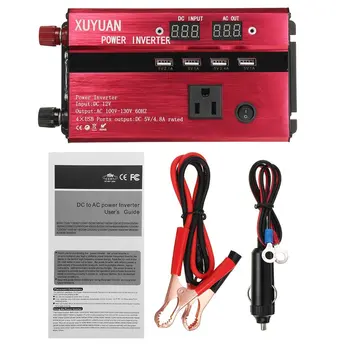 

3000W Portable Car Solar Power Inverter Sine Wave Converter 12 V 220 V Voltage Converter 12v to 110v Car Charger Volts display