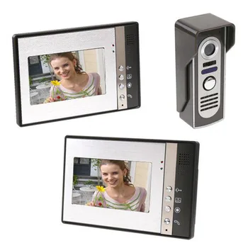 

Mountainone Video Door Phone Kit Doorbell 2 Monitors 7 Inch 1 Camera High definition Built-in Light Sensor Handfree intercoms