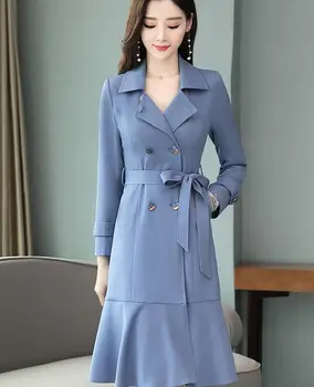 

Autumn Blazer Work Dress Women Ruffle A-line Slim Long Sleeve Party Dress Office Ladies Short Button Dress Vestidos