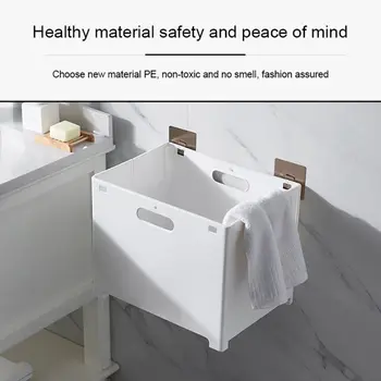 

Toilet Bathroom Storage Basket Foldable Wall-mount Hamper Household Large Capacity Hamper Free Punching Clothing Storage Basket