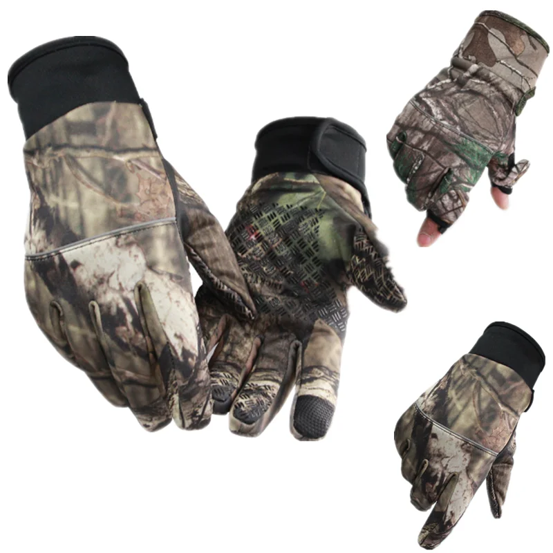 

Camo Fishing Gloves Hunting Gloves Camouflage Gloves 2 Fingers Outdoor Anti-Slip Cycling Camping Sport Half Finger