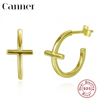 

Cute Gold Silver color Open Studs 925 Sterling Silver Cross Stud Earrings for Women Earrings Fashion Jewelry