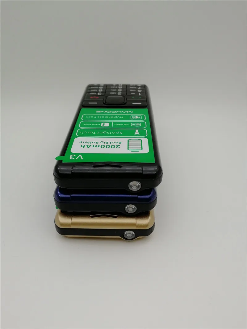 Кнопочный мобильный телефон, 1,77 дюймов, 2000 мА/ч, две sim-камеры, Bluetooth, большой динамик-фонарик, fm-радио, сотовый телефон для пожилых людей, Maxfone V3