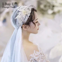 Цвета слоновой кости легкий кремовый цвет 3D бисером край короткие венчальная фата свадебная свадебные аксессуары, фата