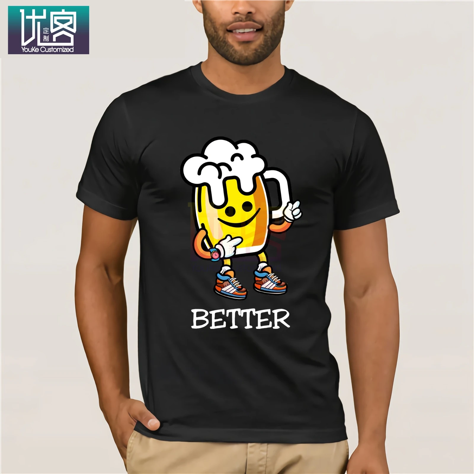 

Better Beer T-Shirt Men's Casual T Shirts Masks Words Hip Hop Tops Tee Cotton Tee Shirt Present Amazing short sleeves unique