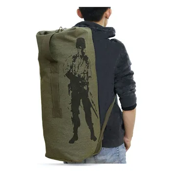 

Men's Travel Backpack Army Green Bucket Bags Military Canvas Backpacks Large Duffle Men Shoulder Bags Fishing Bag B254