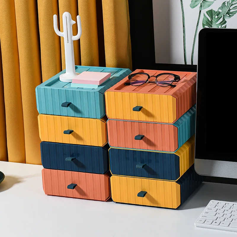 Plastic Stationary Desktop Organizer Drawer Stackable Bathroom Makeup Masks Office Accessories Storage Box Bins | Дом и сад