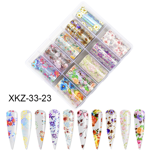 Star Transfer Paper Laser Leopard Print Gale Camouflage Small Fresh Fruit Star Set Nail Sticker Decorative Art 1Box 10 Grid