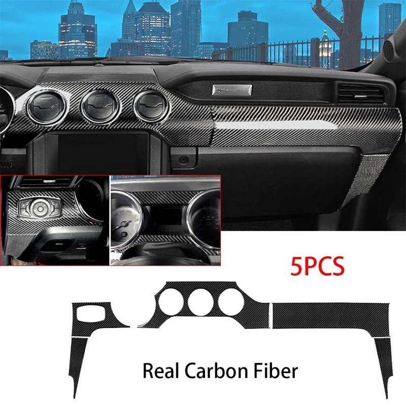 ABS Carbon Fiber Central Control Dashboard Panel Cover Trim Stickers for Ford Mustang 2015-2019 Car Styling | Автомобили и