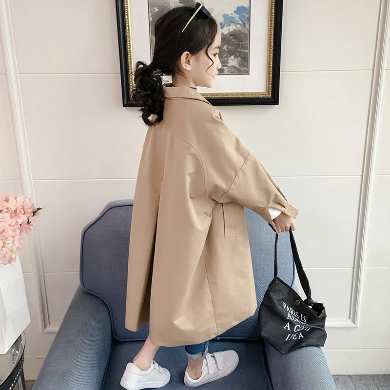 

Children's Wear Girls Autumn Mid-long Windswear Dress 2019 New Korean Version Fashion Double Breasted Clothing Trench Coat