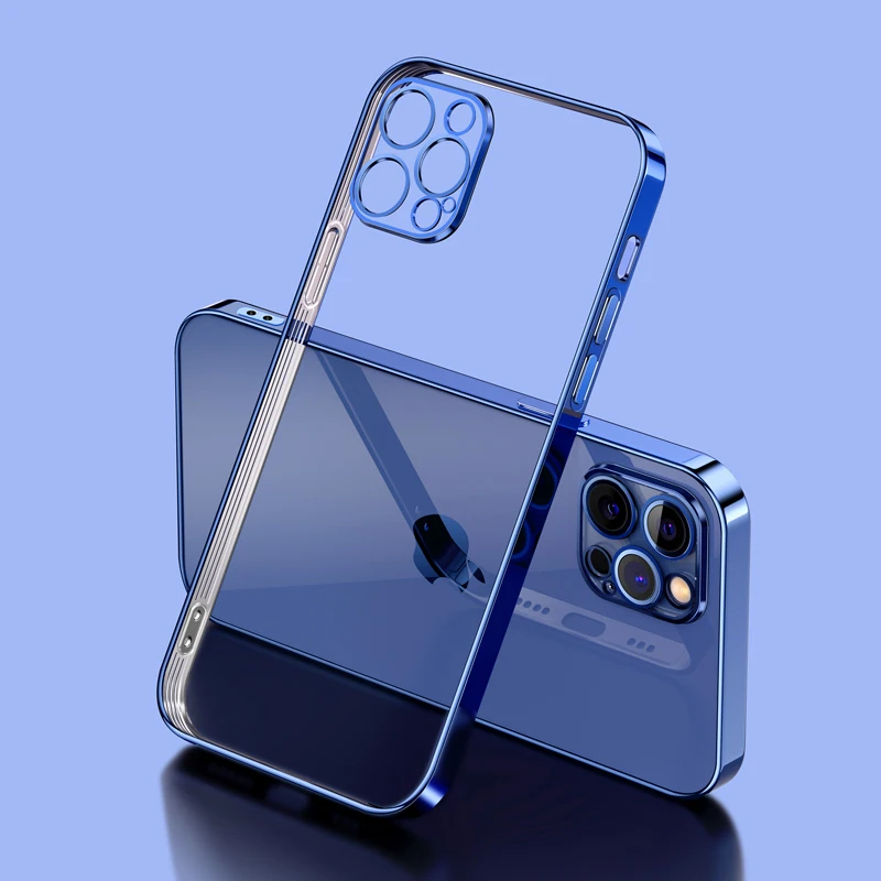 Luxury Transparent Square Frame Plating Case for iPhone 13 12 11 Pro Max Mini iPhone X Xs Xr 7 8 Plus SE 2020 Soft Clear Cover Luxury Transparent Square Frame Plating Case for iPhone 13 12 11 Pro Max Mini iPhone X Xs Xr 7 8 Plus SE 2020 Soft Clear Cover