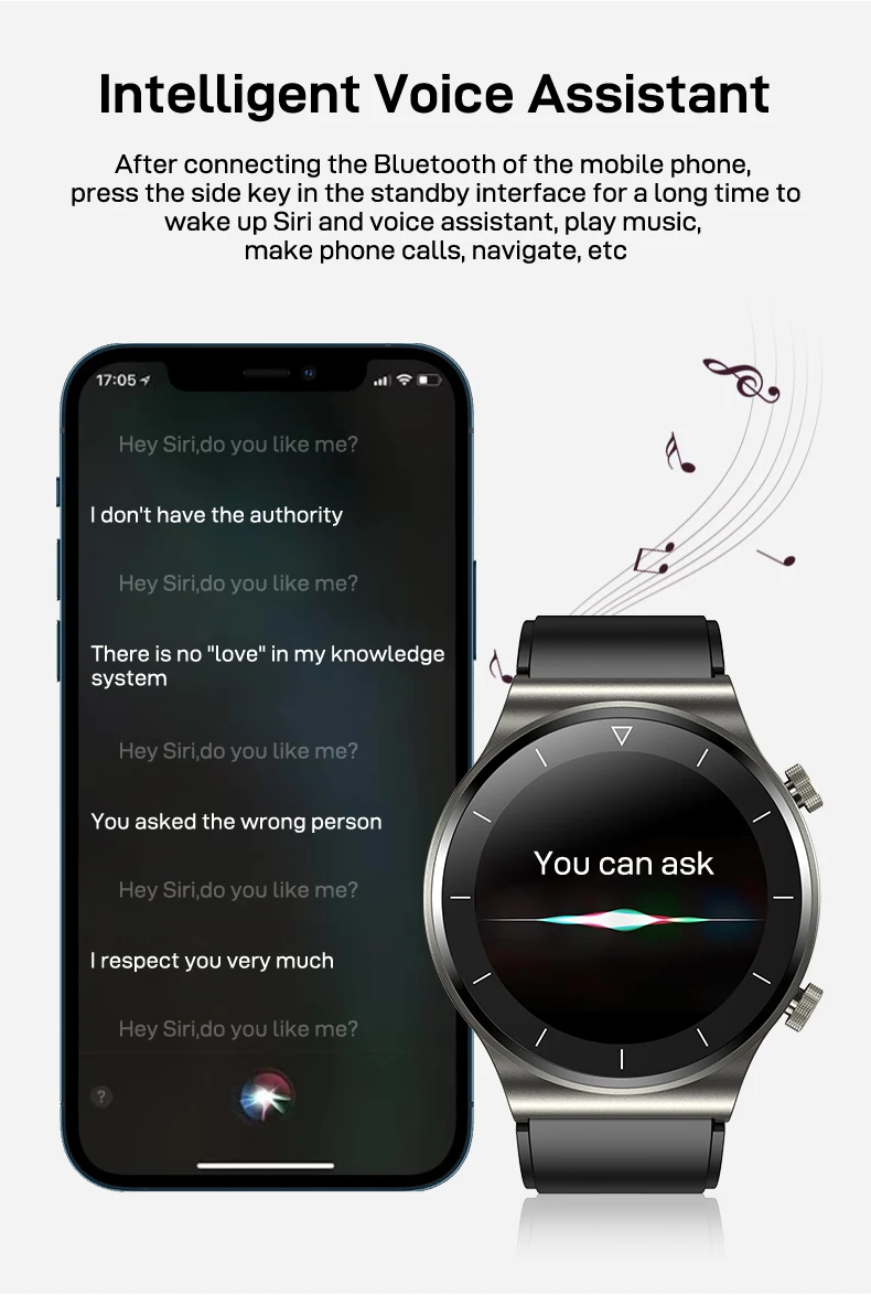 2021 Bluetooth Call Smart Watch Homens Tela