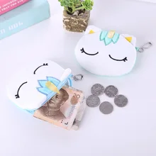 

Mini Cute Kids Anime Girl Coin Wallet Soft Plush Cartoon Unicorn Bag for Children Women Coin Purse Card USB Cable Bag Key Wallet