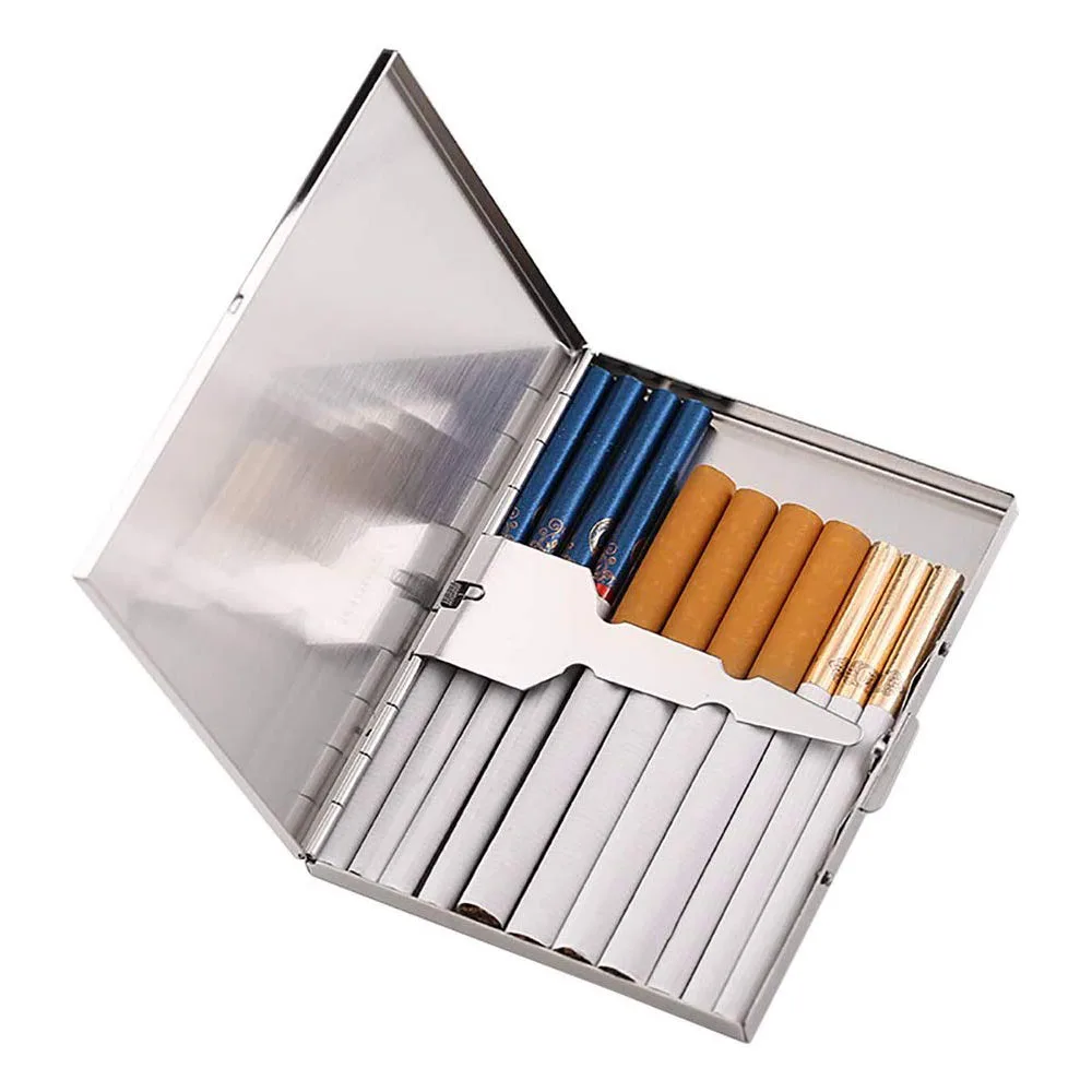 Высококачественный чехол для сигарет из нержавеющей стали 100s Тонкий Карманный ящик для сигарет для мужчин и женщин инструменты для курения