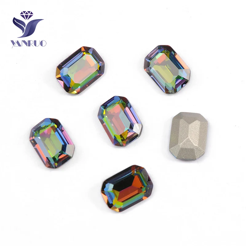 YANRUO 4610 All Sizes VM Octagon Sew On Crystals K9 Strass Fancy Stones Point Back Rainbow Rhinestones For Jewelry Making - Цвет: Without Claw